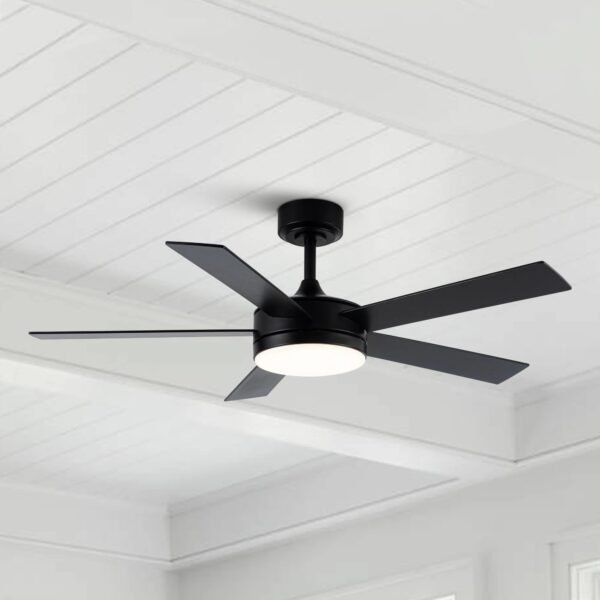 48-Inch Modern Smart Dimmable Ceiling Fan with 3CCT LED Lights, 6-Speed Reversible DC Motor, Timer, Remote & App Control, Black